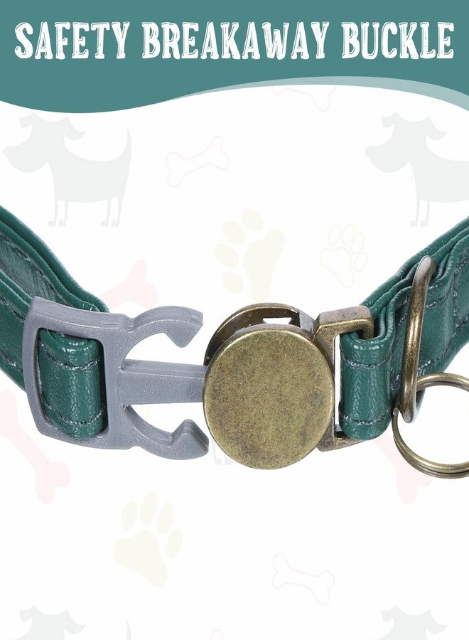 Zelphvt Leather Cat Collar with Bell Green Retro Collar for Cats Adjustable Kitten Collars for Most Cats and Kittens(7.5"-10.5") - Image 3
